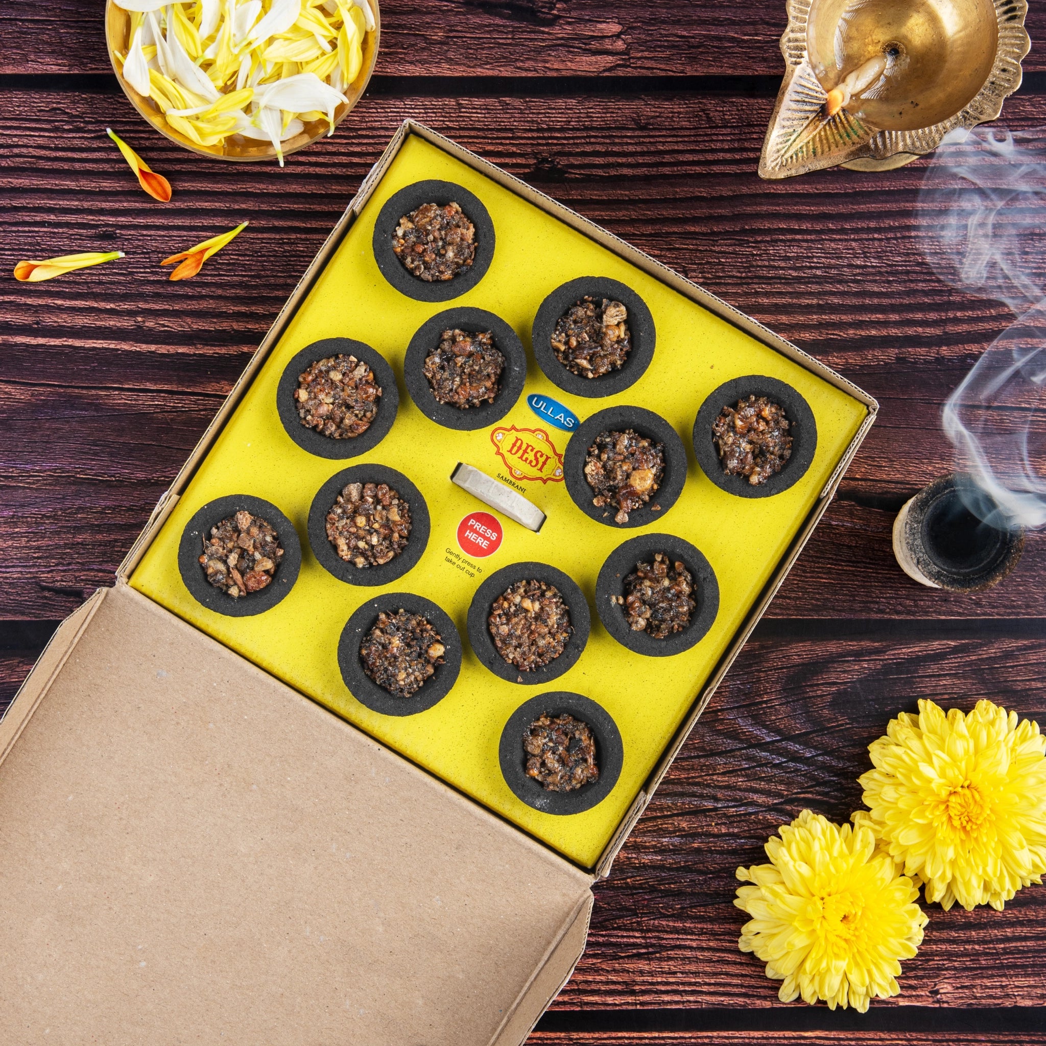 Desi Sambarani Flat Box β Pure Herbal and Long-Lasting Natural Pooja Aroma