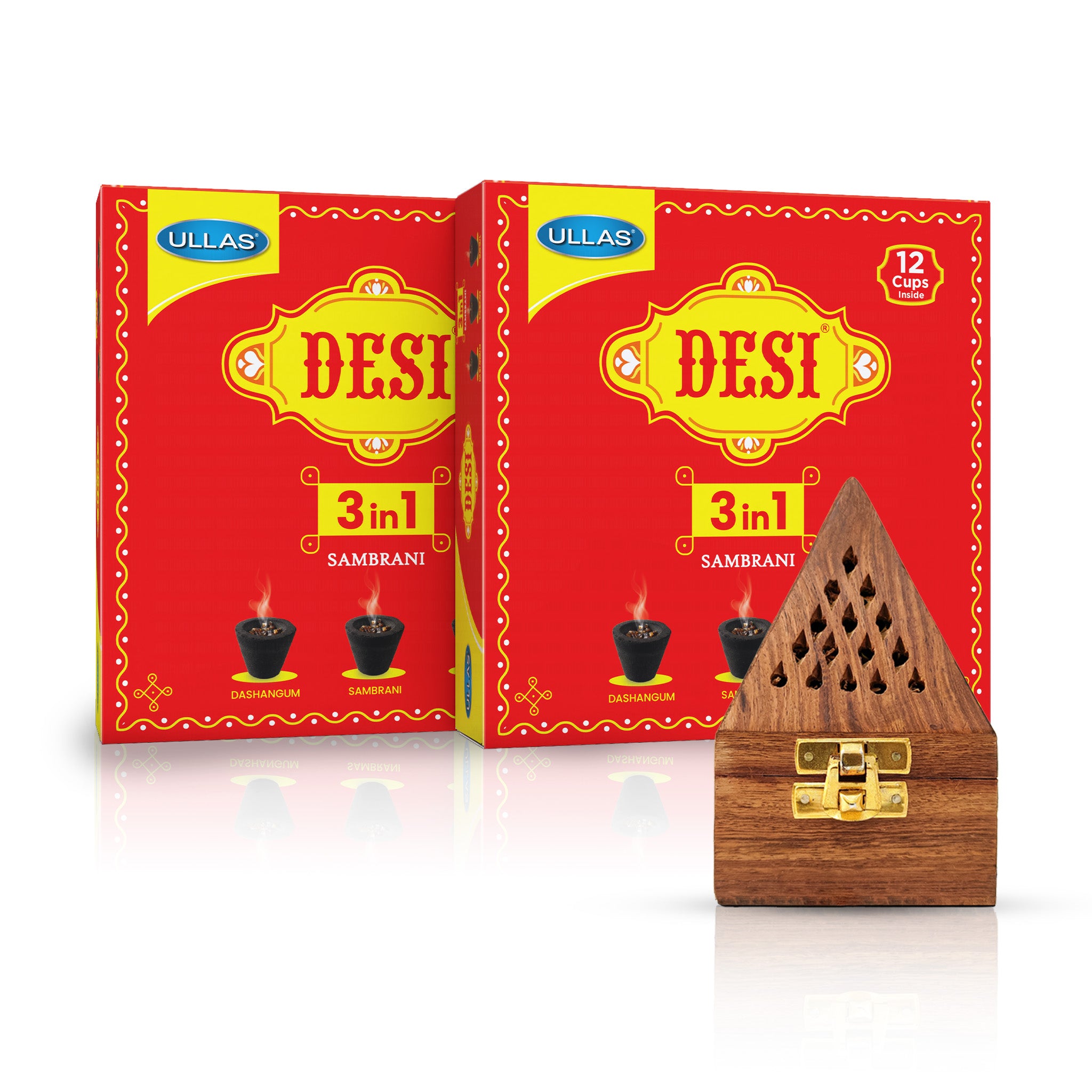 Wooden Sambrani/Dhoop Box & Desi 3 in 1 Sa...