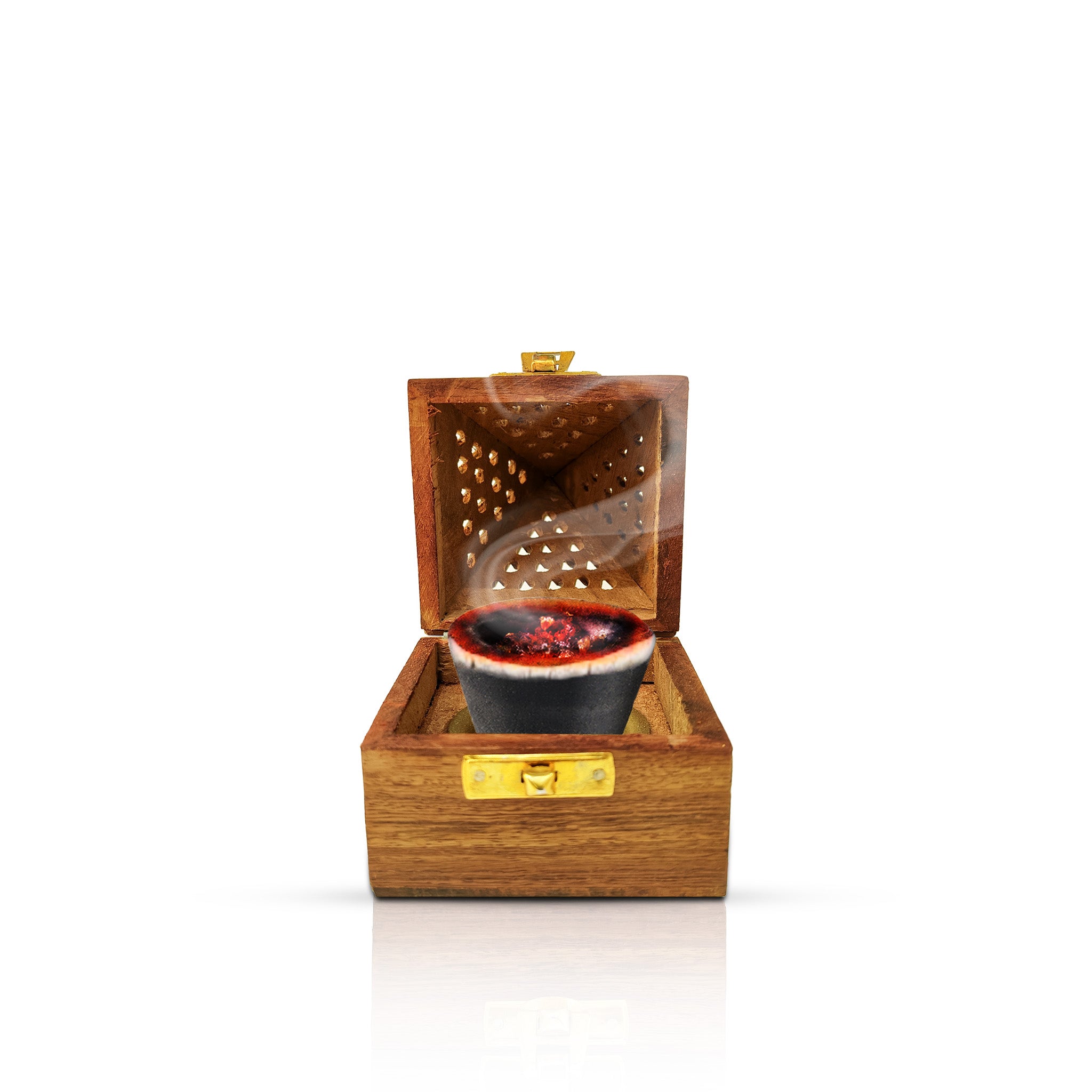 Wooden Sambrani/Dhoop Box & Desi 3 in 1 Sambrani Flat Box (Pack of 2)