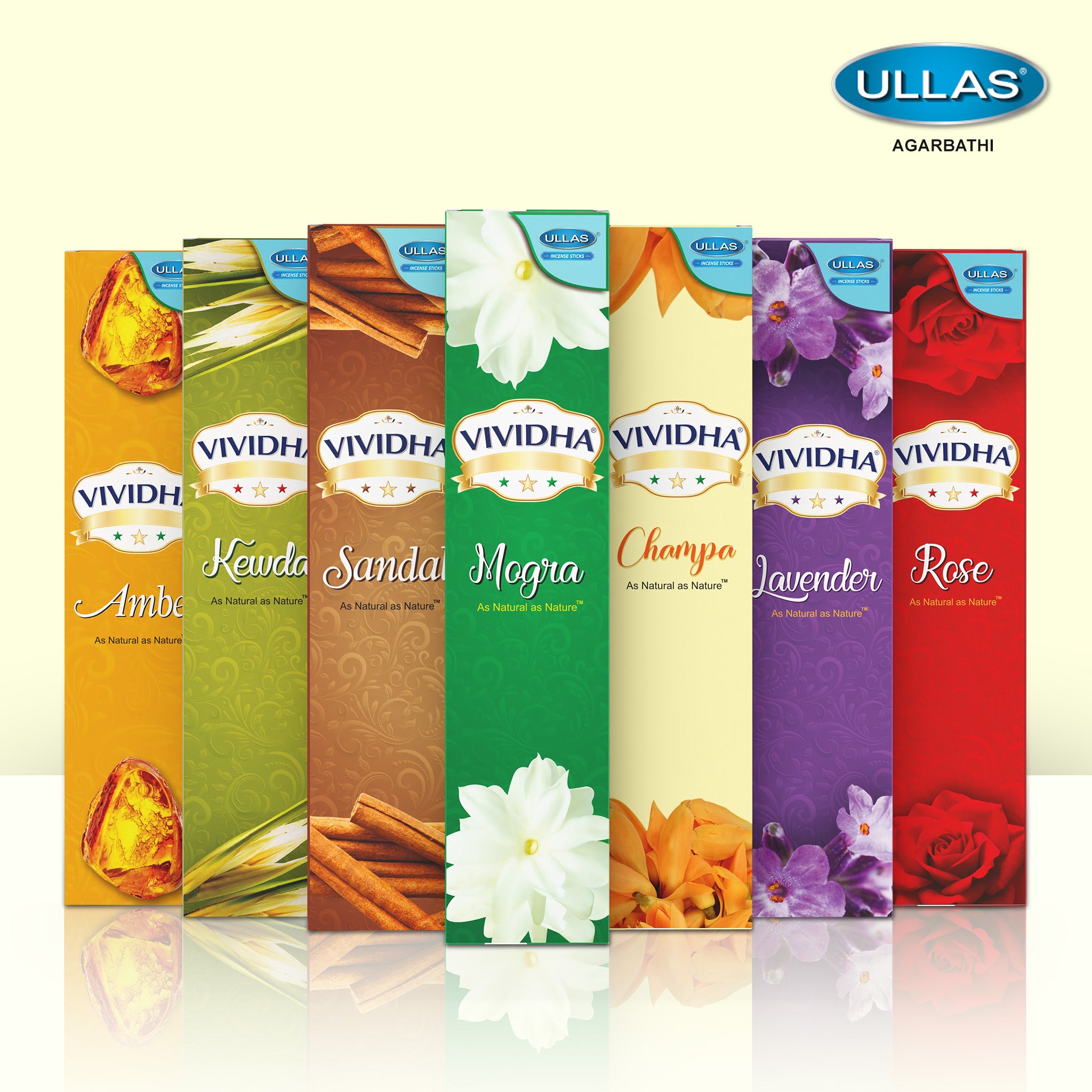 Ullas Vividha Kewda Agarbathi - Incense Sticks with Tropical Fragrance (100g)