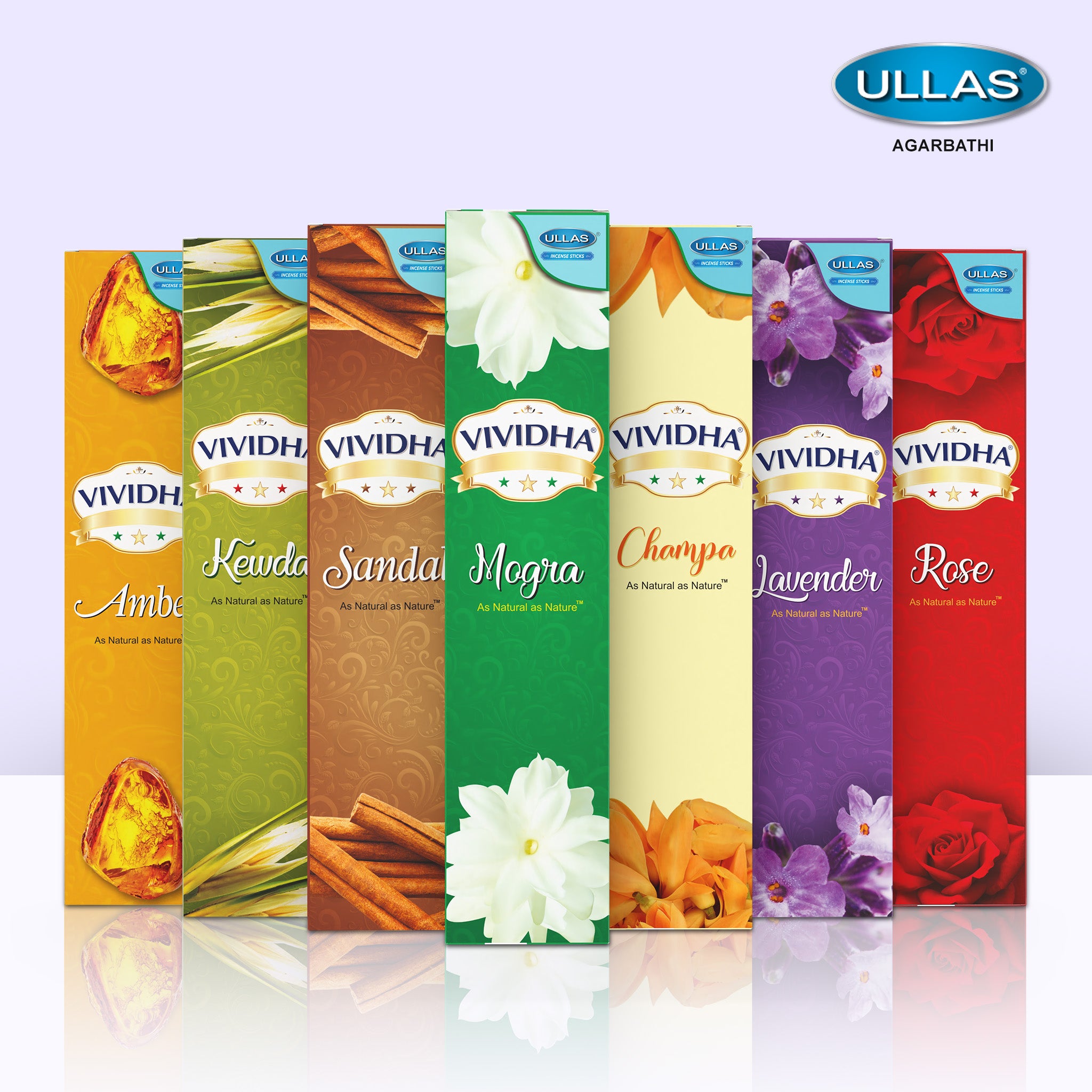 Ullas Vividha Lavender Agarbathi - Incense Sticks with Floral Fragrance (100g)