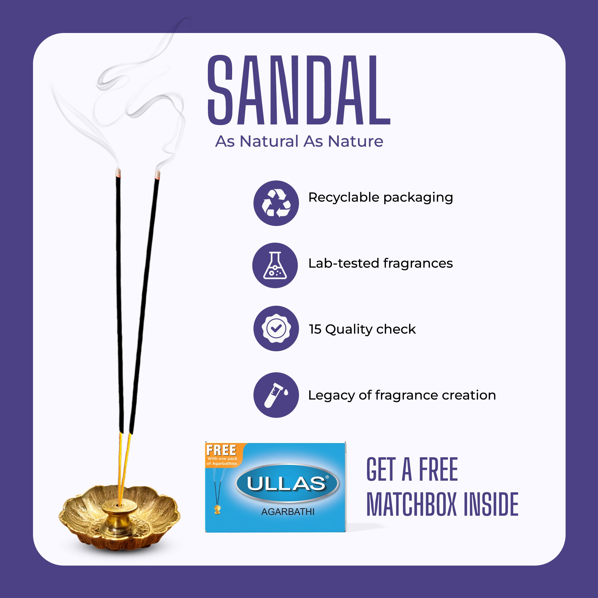 Ullas Vividha Lavender Agarbathi - Incense Sticks with Floral Fragrance (100g)