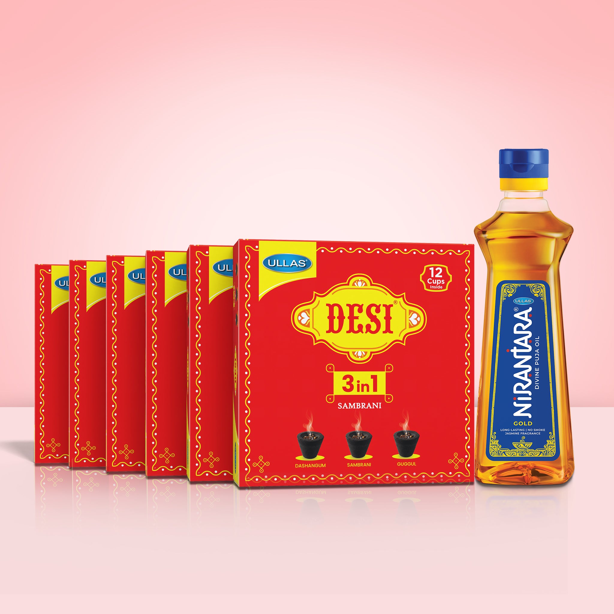Desi 3 in 1 Sambrani Flat Box Pack of 6 & ...