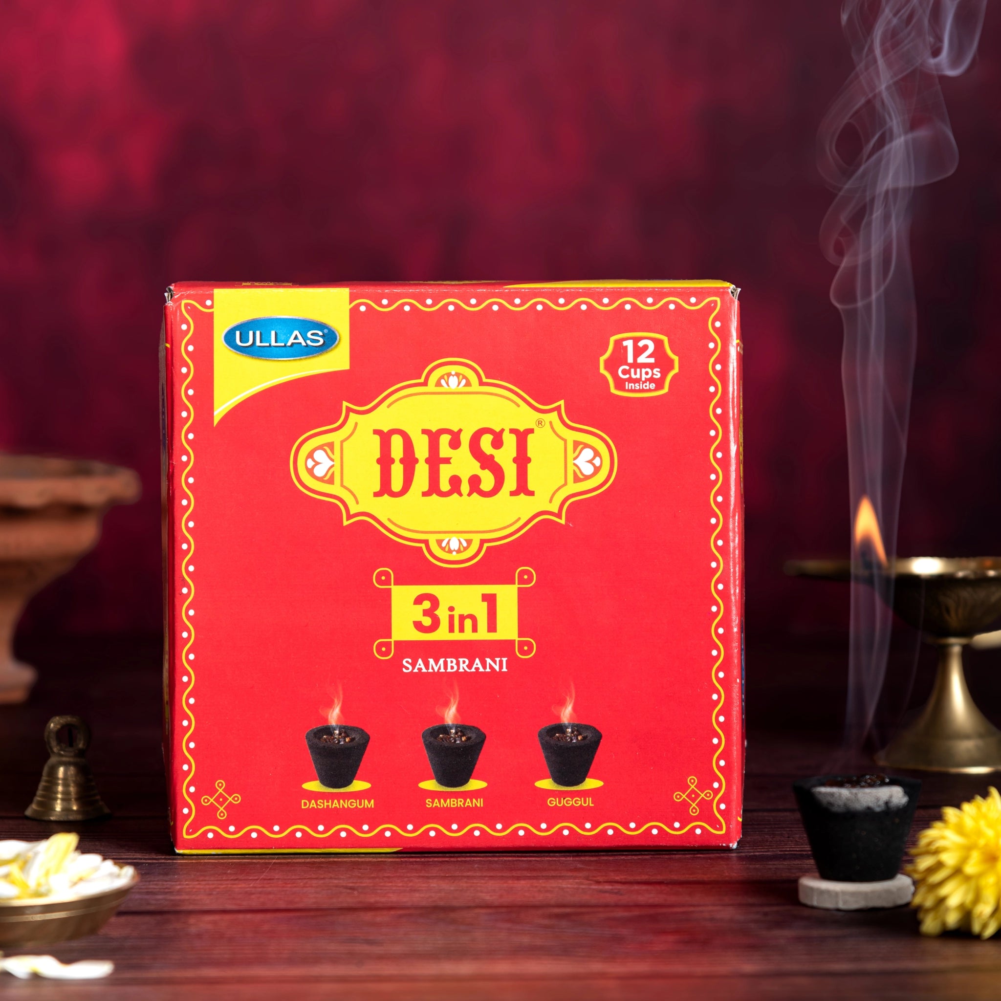Desi 3 in 1 Sambrani Flat Box (12 Cups)