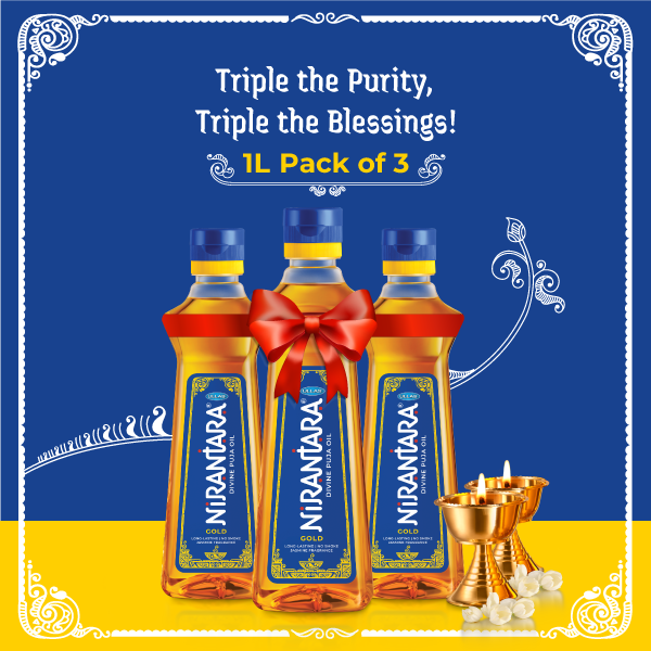 Nirantara Gold Divine Puja Oil 1LT Pack of 3