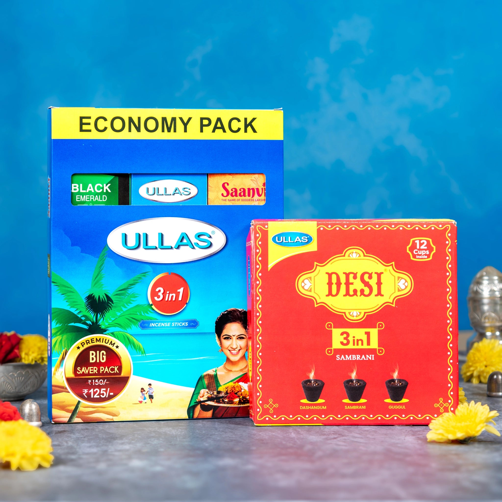 Ullas 3 in1 + Desi 3 in 1 Sambrani