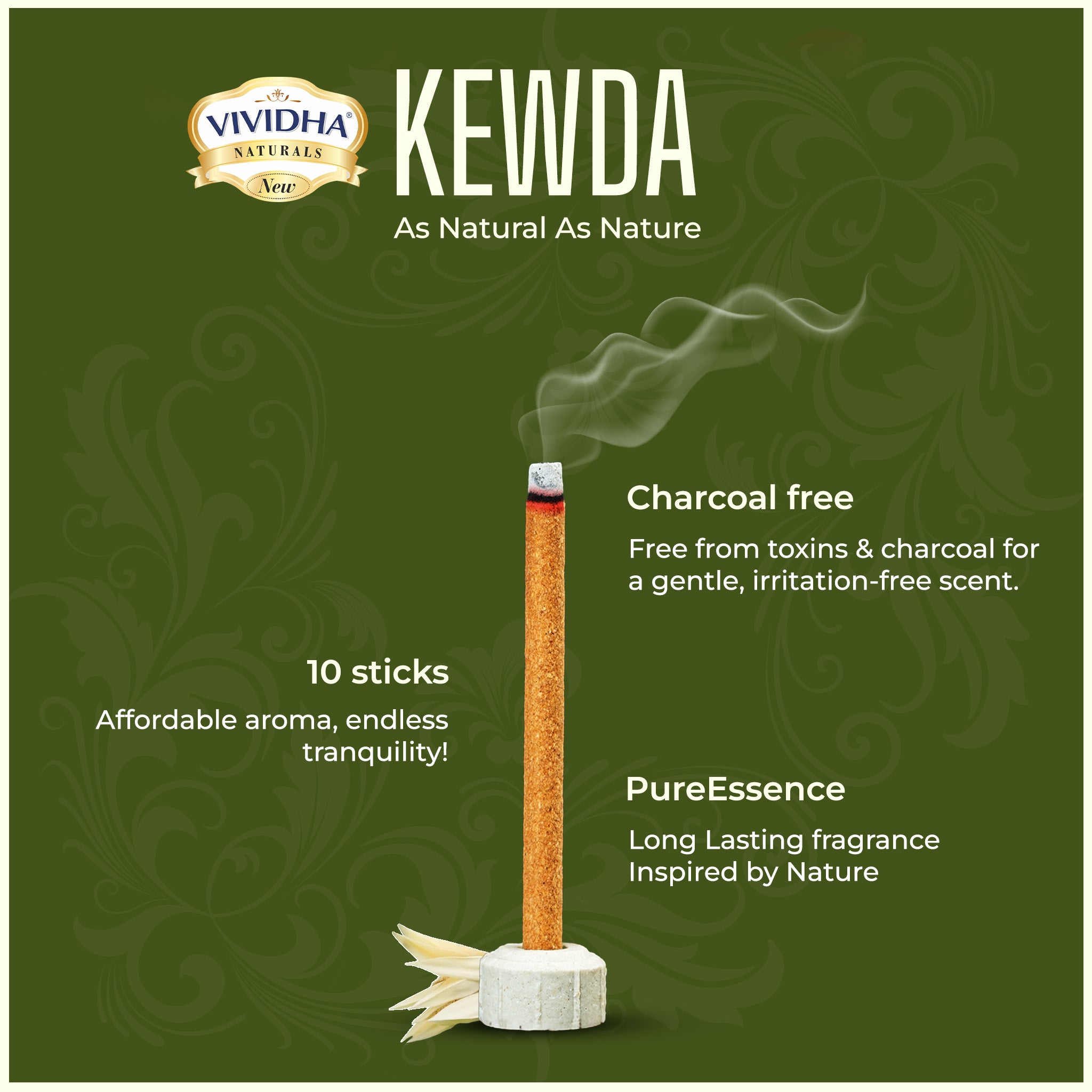 Burning Kewda Scented Bhambooless Dhoop Sticks