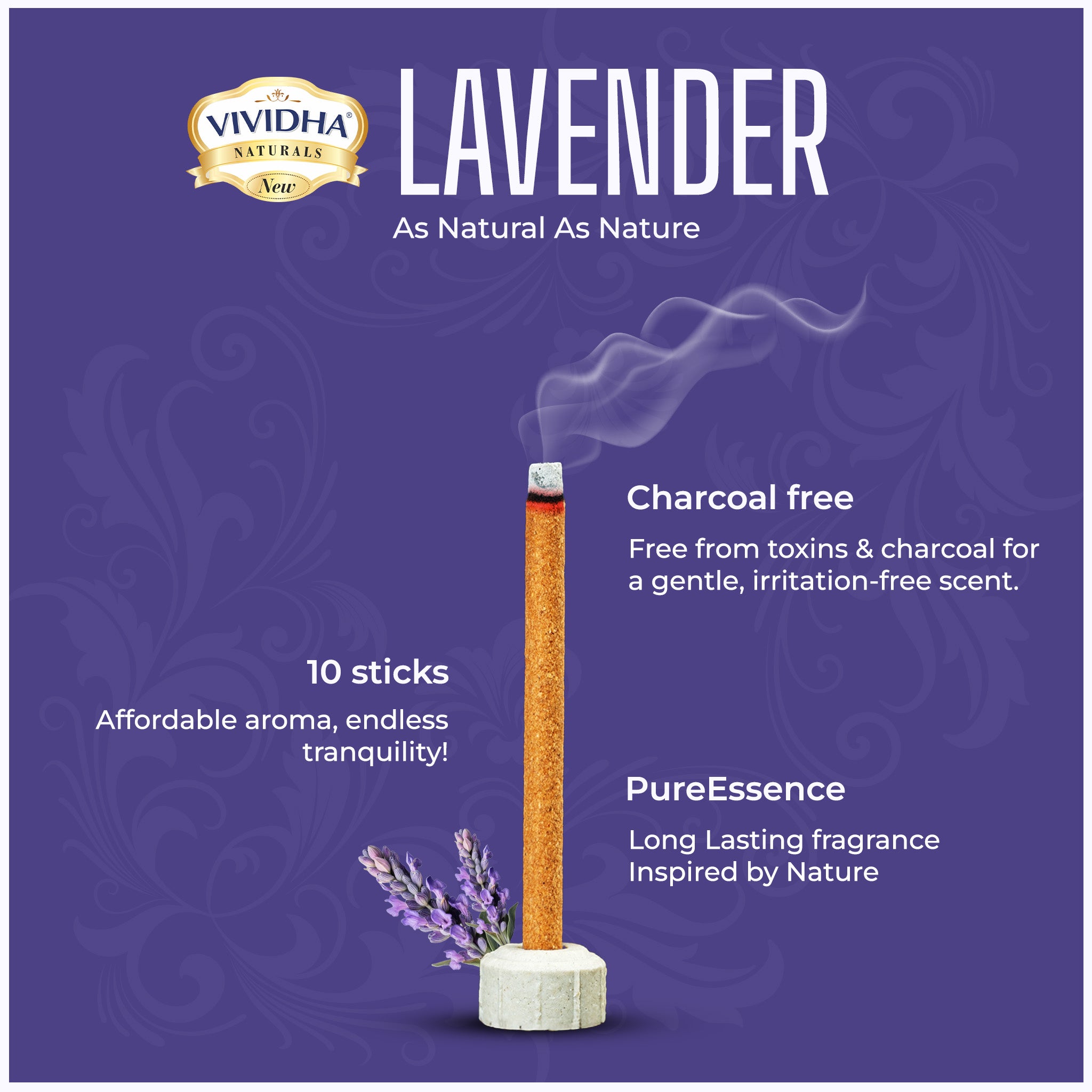 Vividha Lavender Bambooless Dhoop Sticks