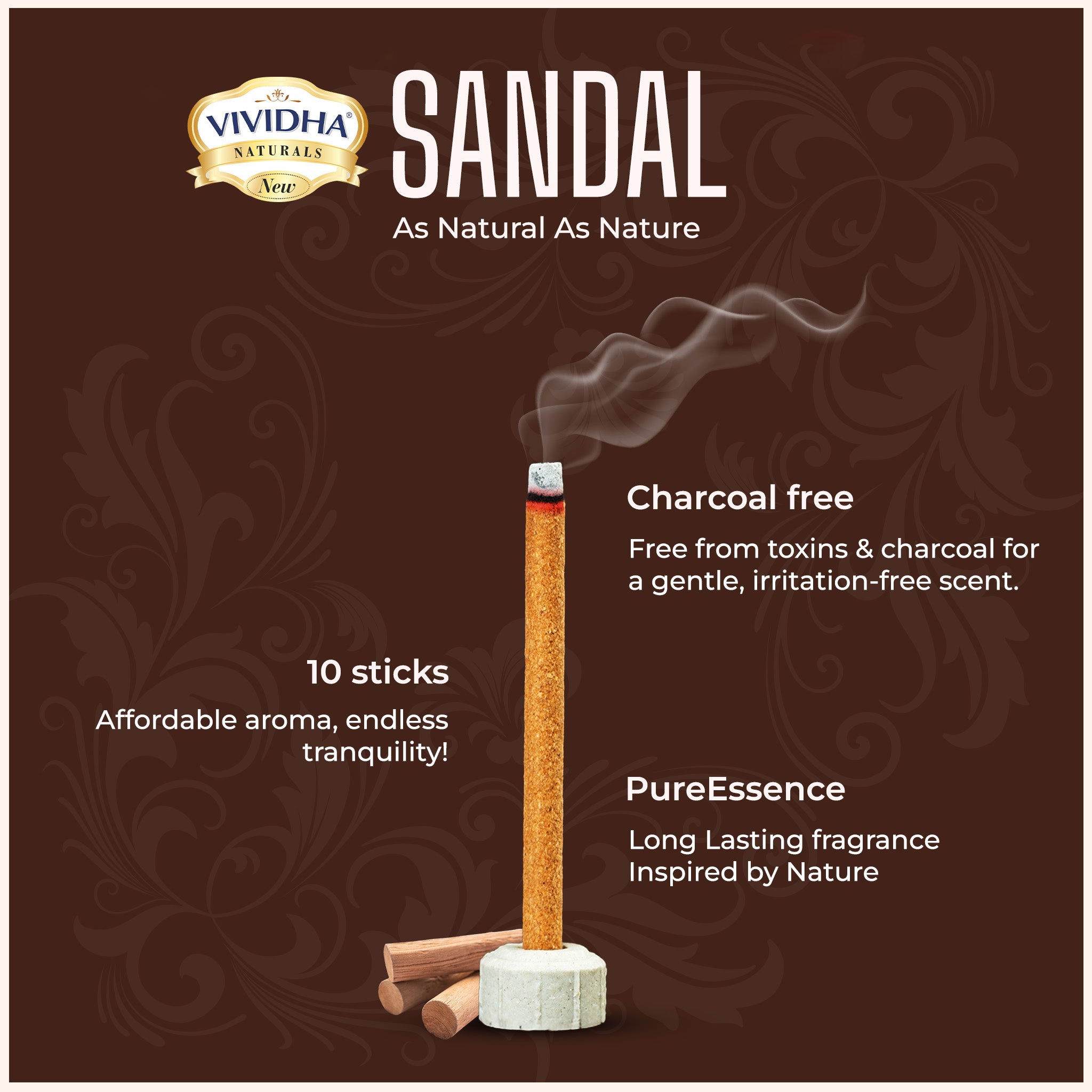 Vividha Sandal Bambooless Dhoop Sticks