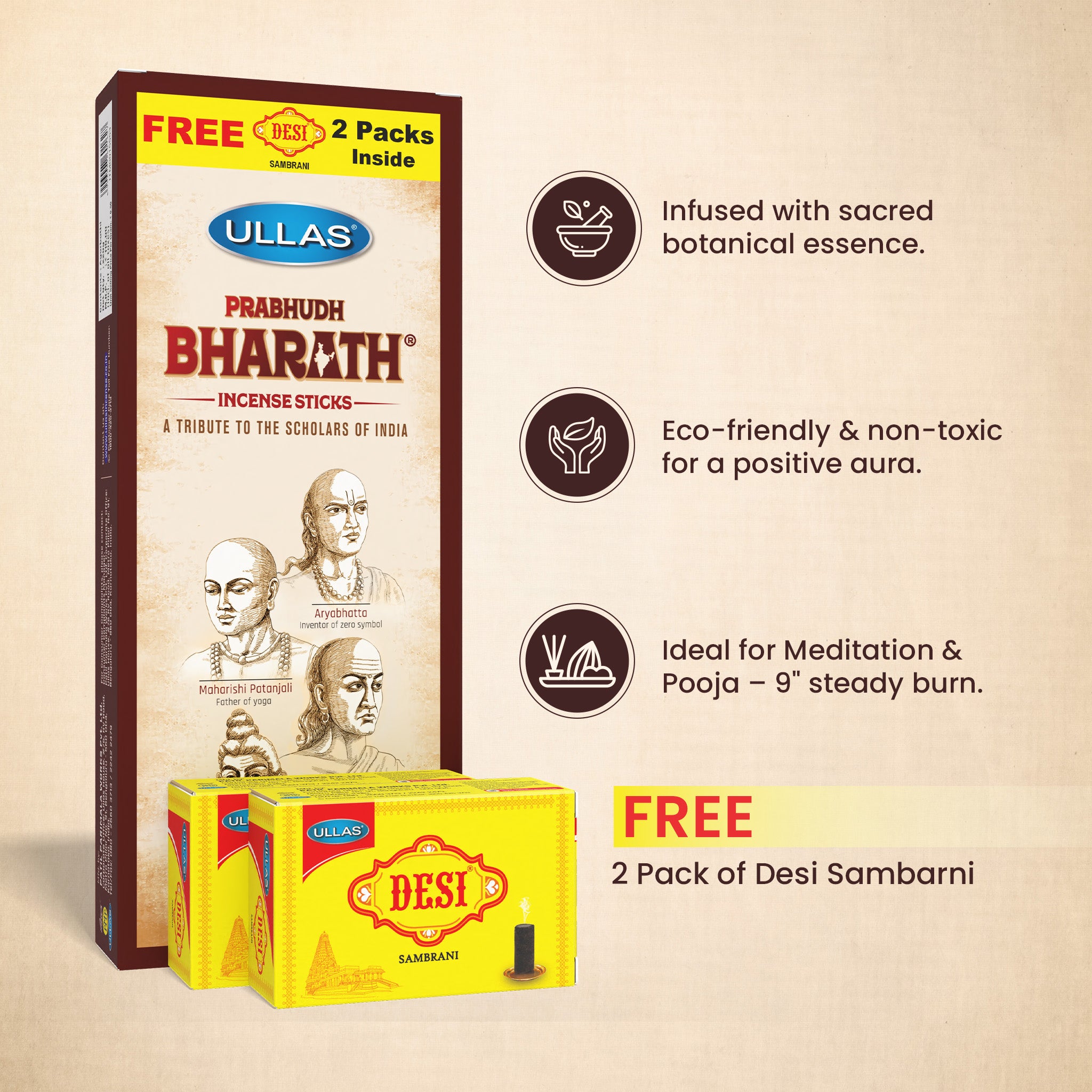 Ullas Prabudh Bharath Agarbathi - Incense Sticks with Citrus Fragrance (220g)