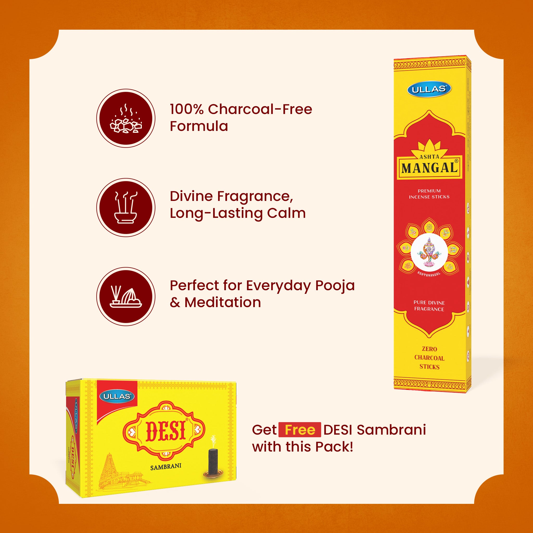 Ullas Ashta Mangal - Charcoal Free Premium Incense Sticks (75g)