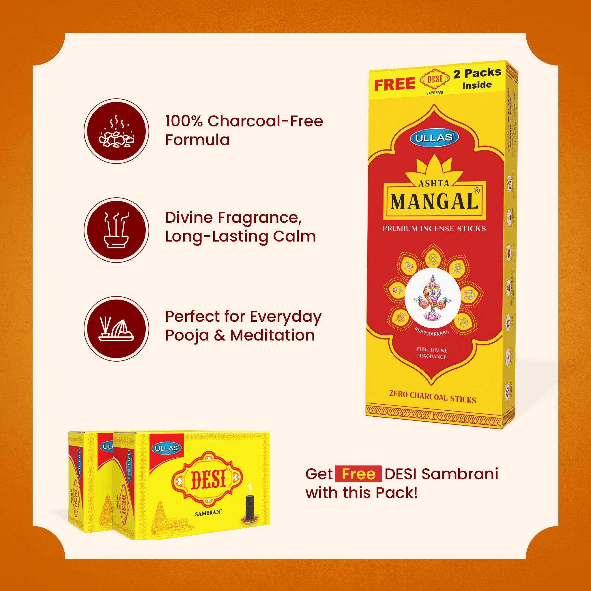 Ullas Ashta Mangal - Charcoal Free Premium Incense Sticks (160g)