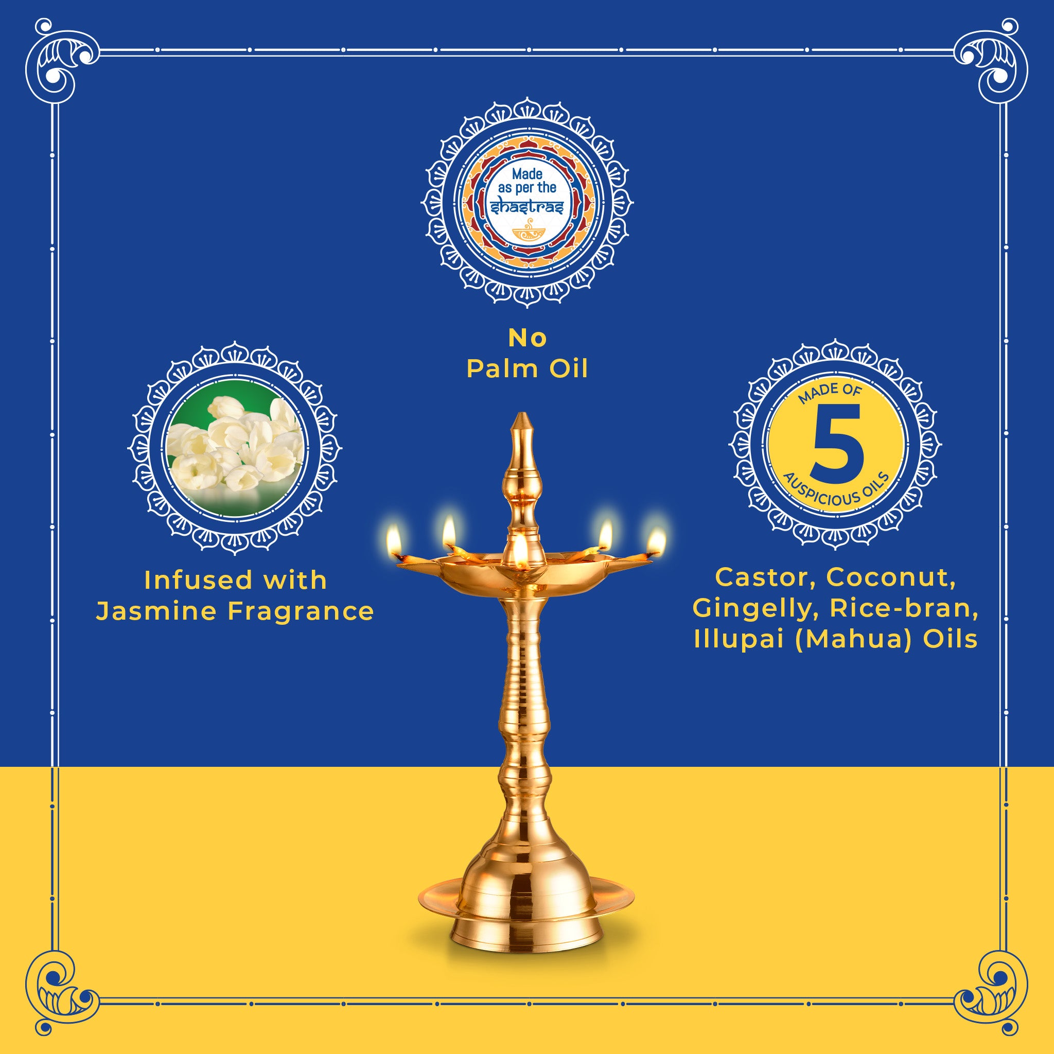 Nirantara Gold Divine Puja Oil-465ml Oil Pouch(4 Pack) - Jasmine Fragrance & Blend of 5 Oils