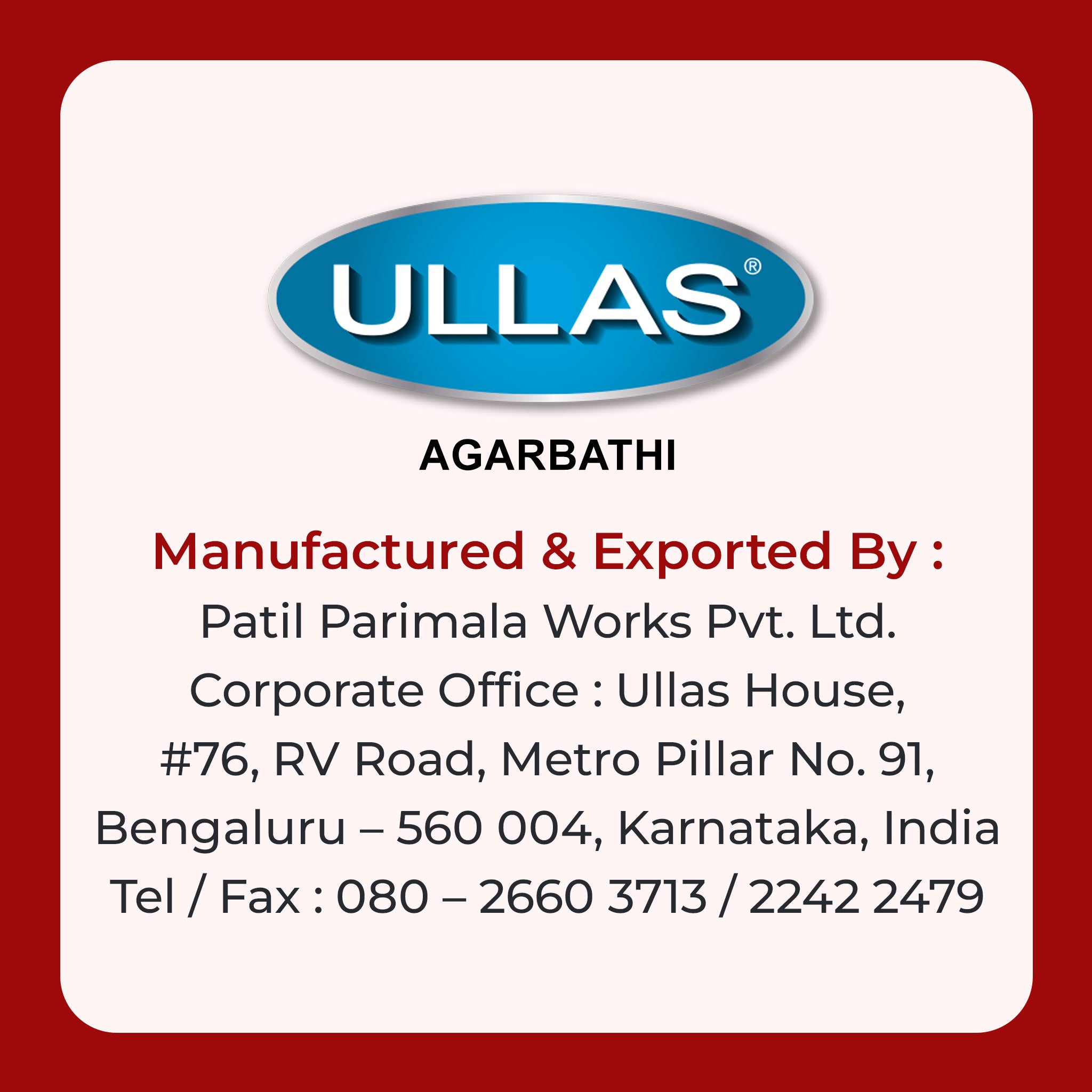 Ullas Vividha Rose Agarbathi - Incense Sticks with Floral Fragrance (100g)