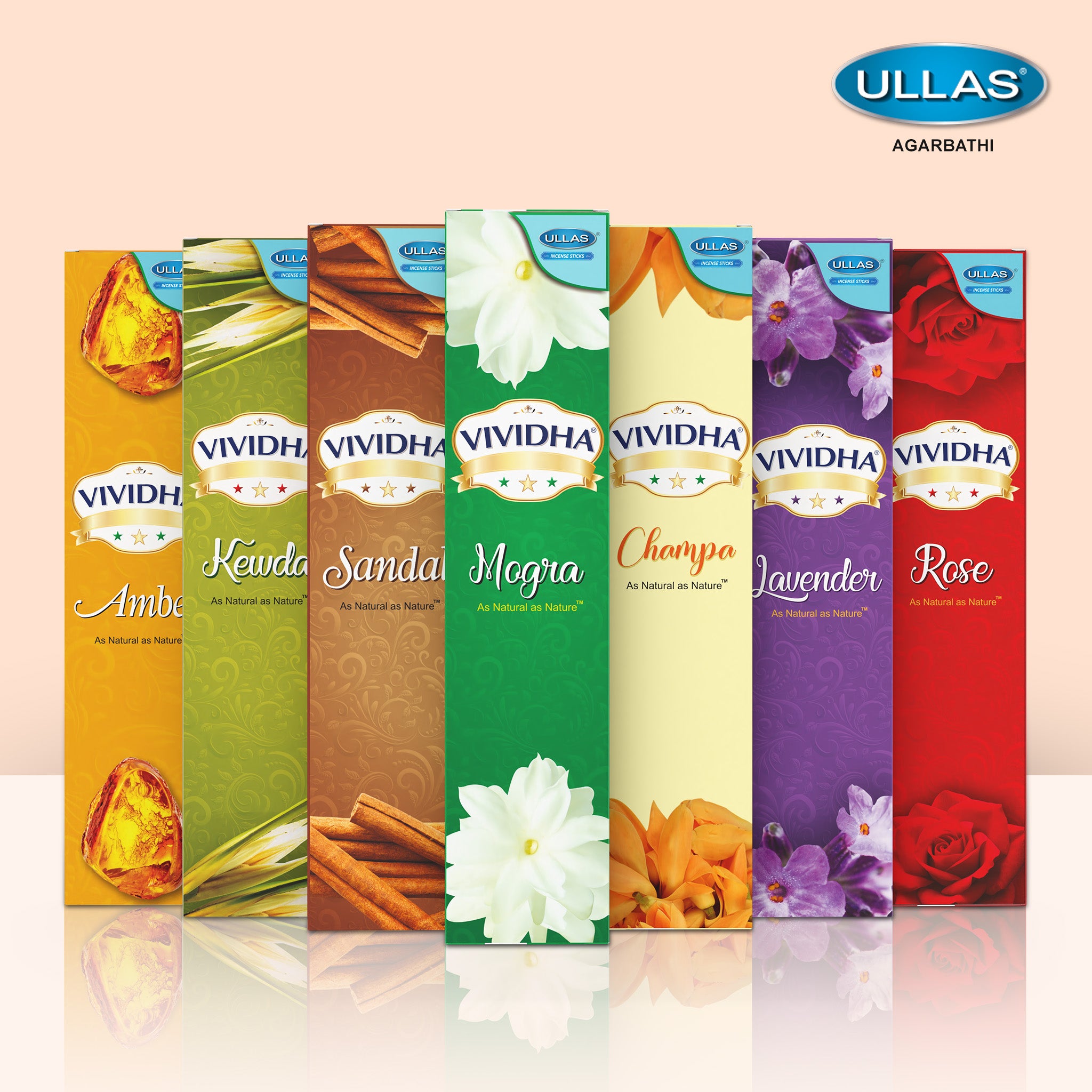 Ullas Vividha Champa Agarbathi - Incense Sticks with Floral Fragrance (100g)