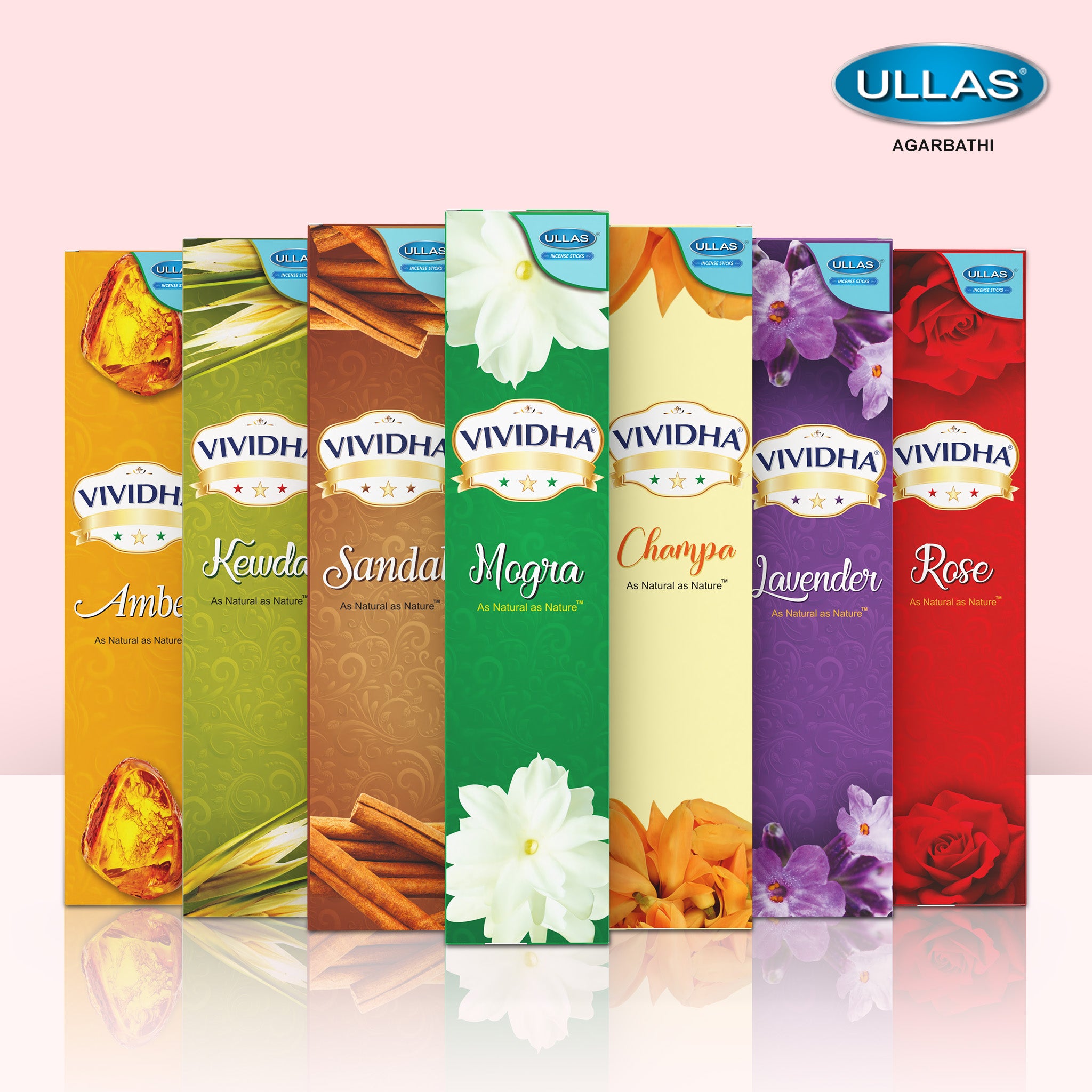 Ullas Vividha Rose Agarbathi - Incense Sticks with Floral Fragrance (100g)