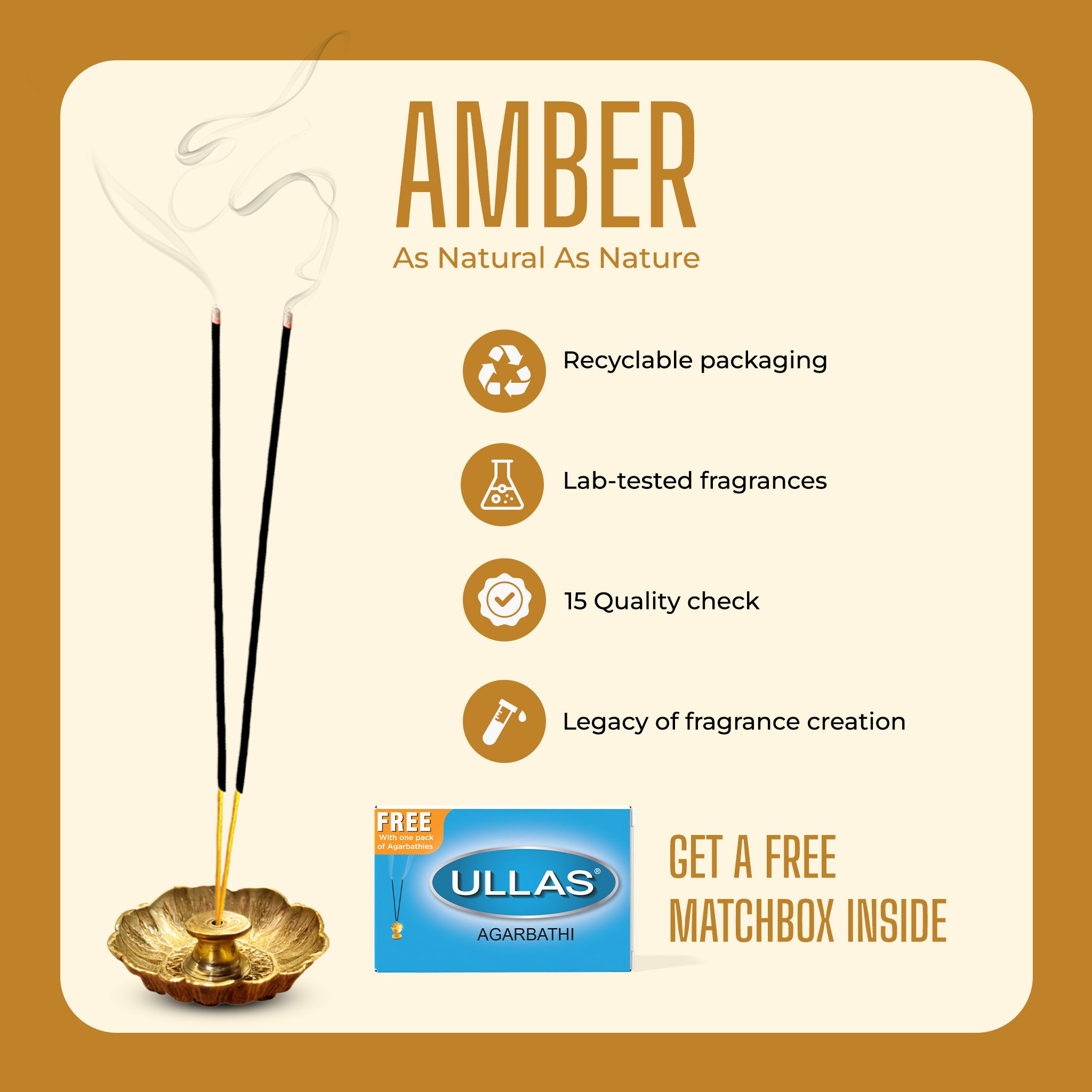 Ullas Vividha Amber Agarbathi - Incense Sticks with Floral Fragrance (100g)