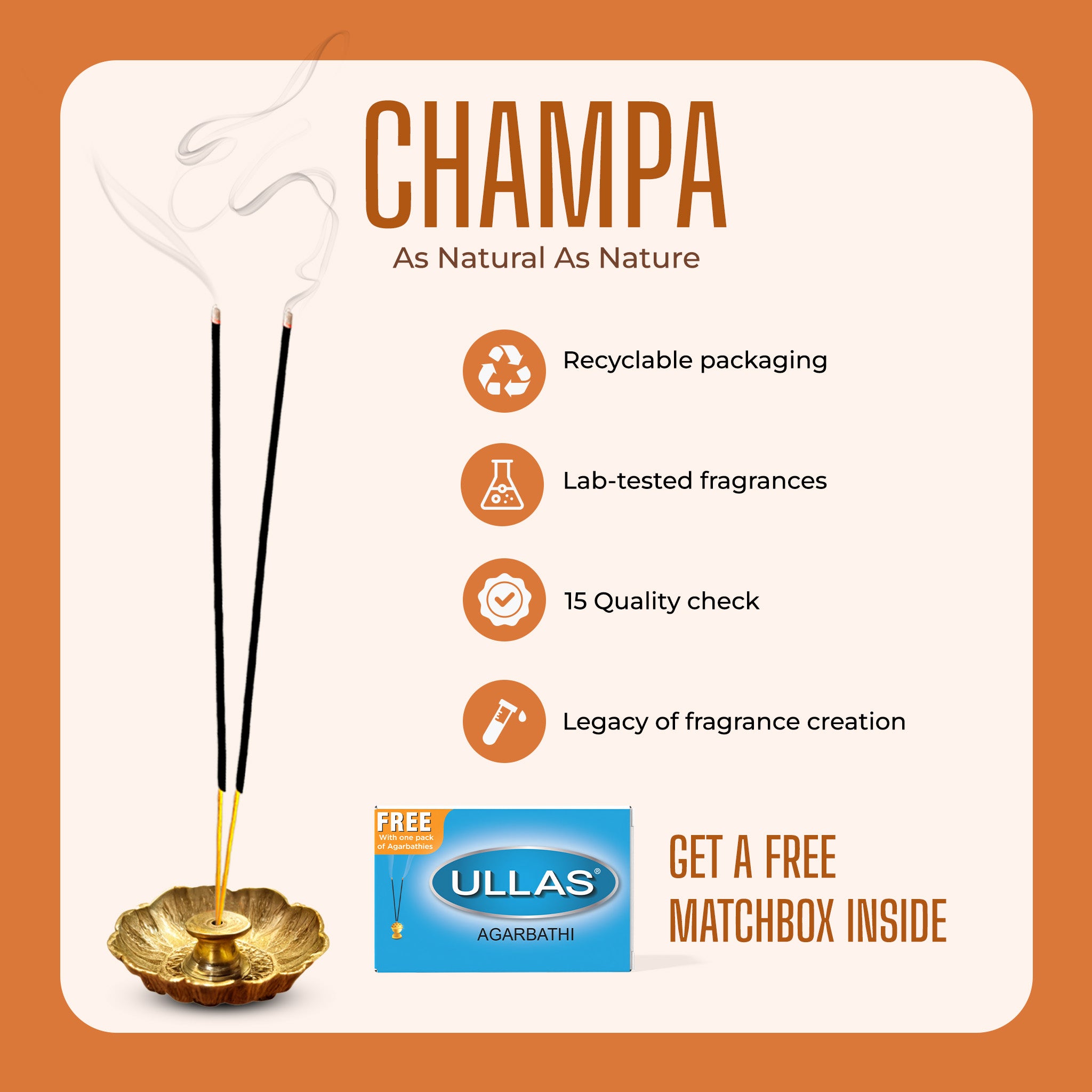 Ullas Vividha Champa Agarbathi - Incense Sticks with Floral Fragrance (100g)
