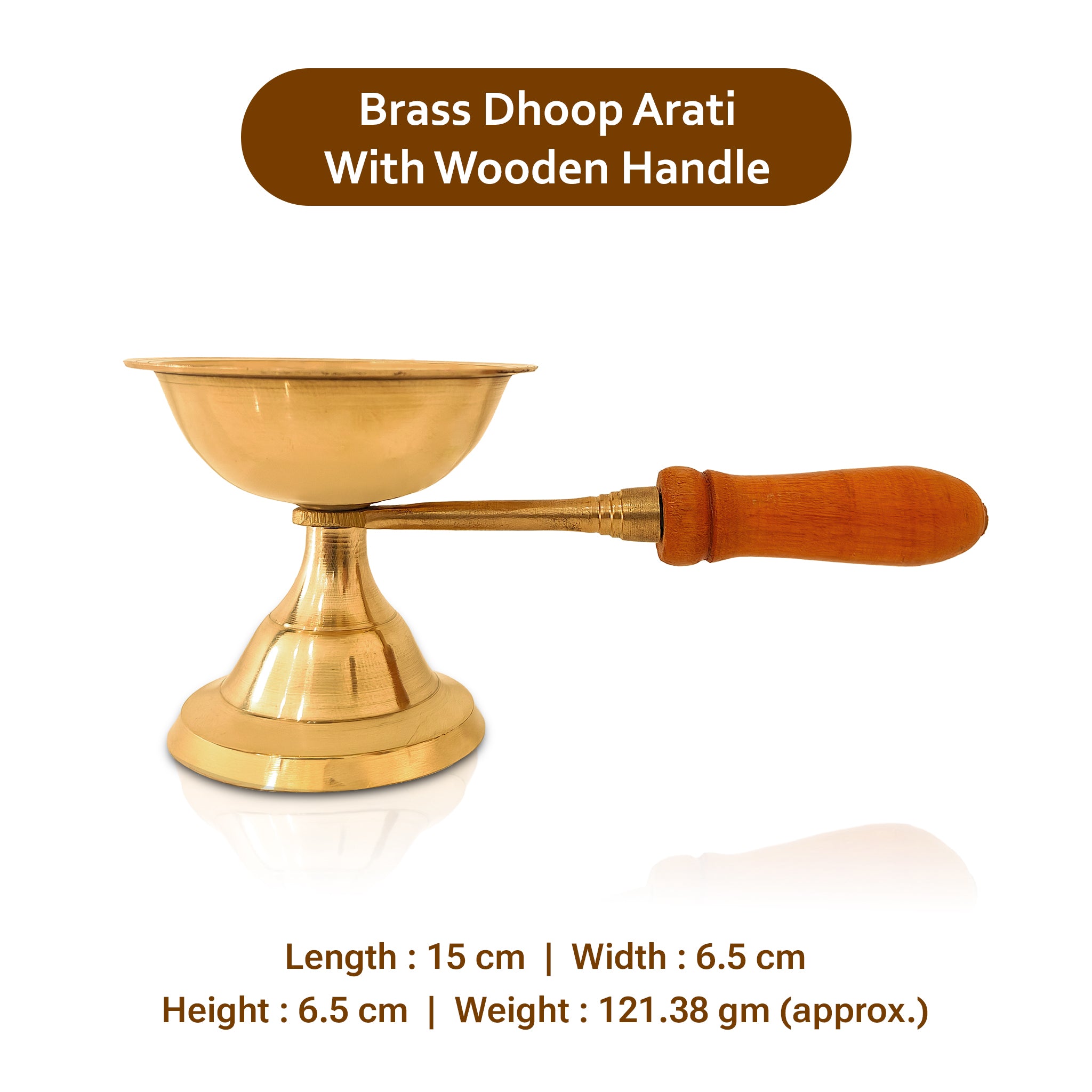 Divine Brass Dhooparati With Wooden Handle