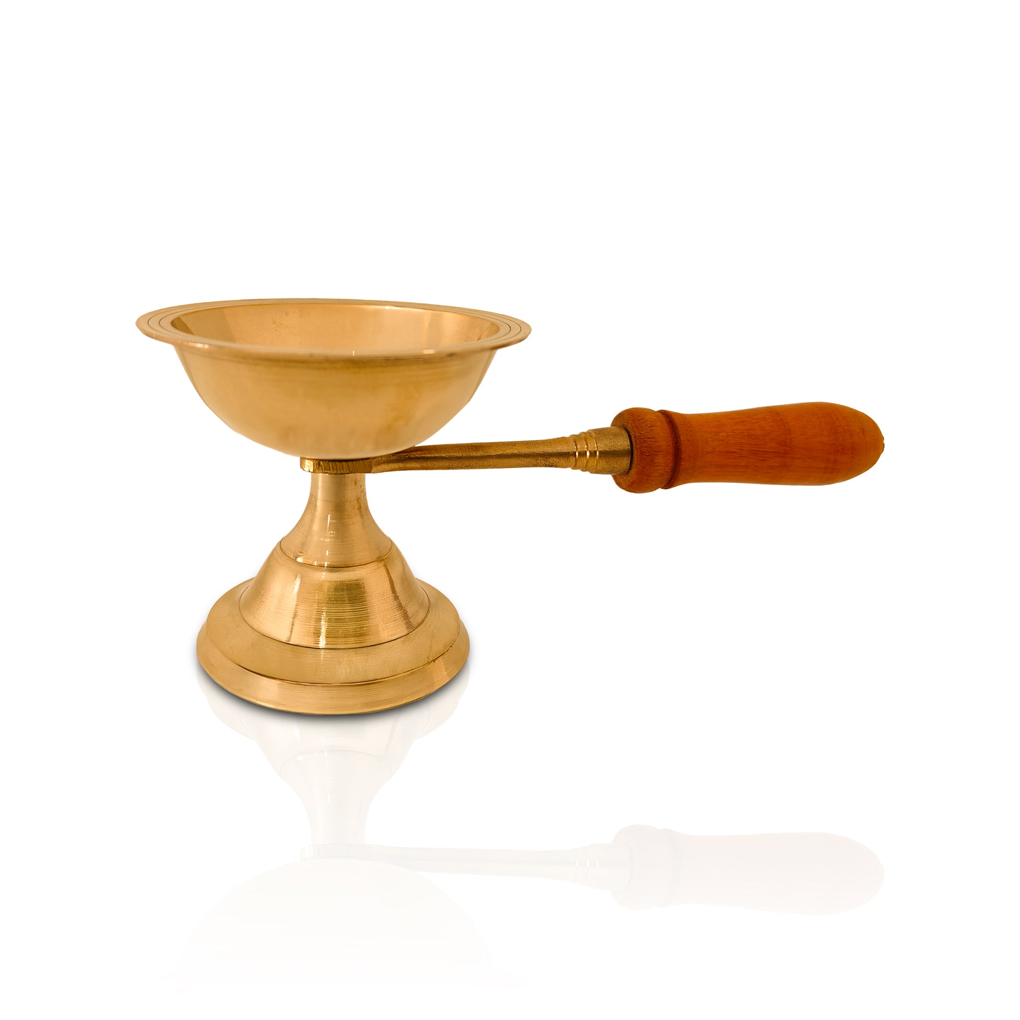 Divine Brass Dhooparati With Wooden Handle
