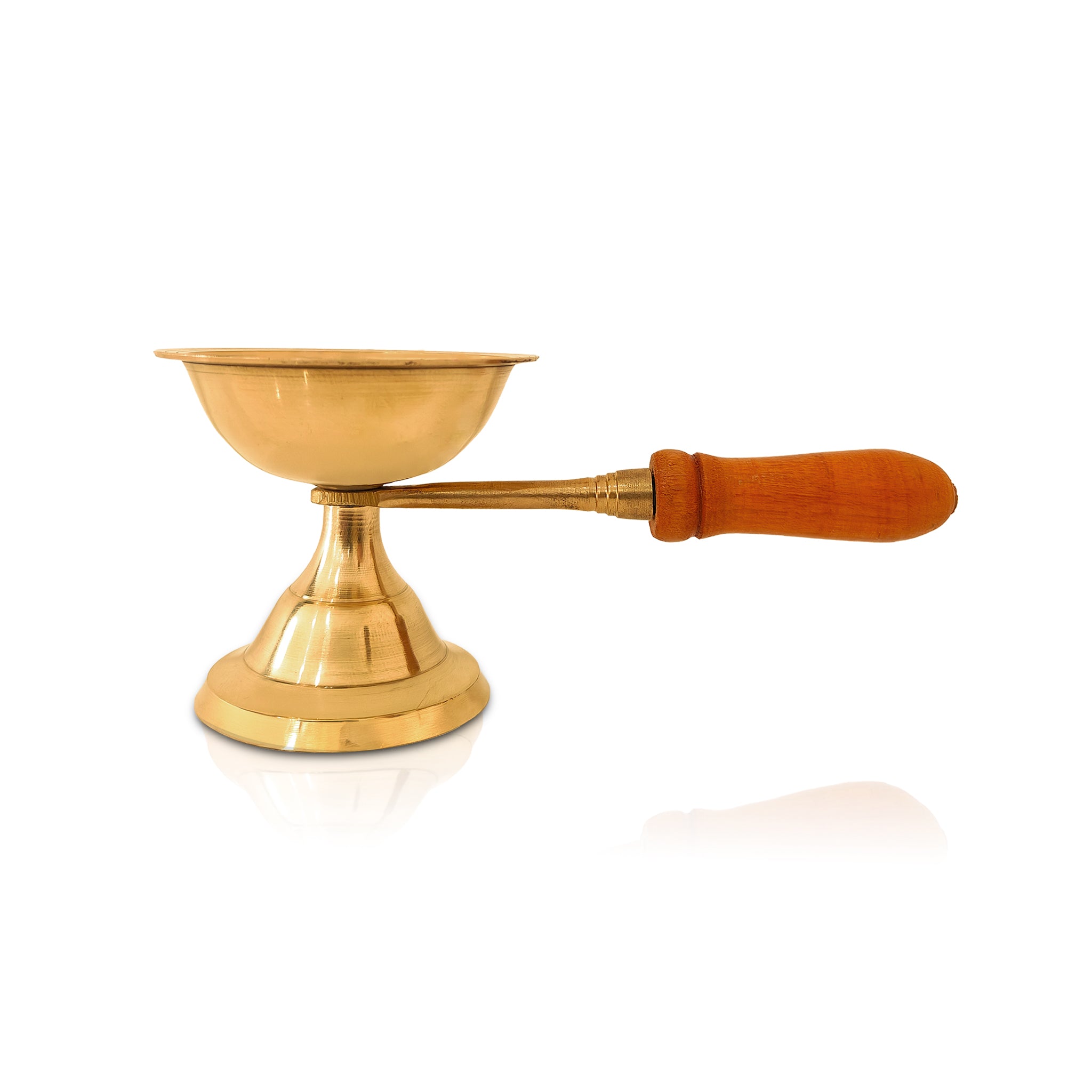 Divine Brass Dhooparati With Wooden Handle
