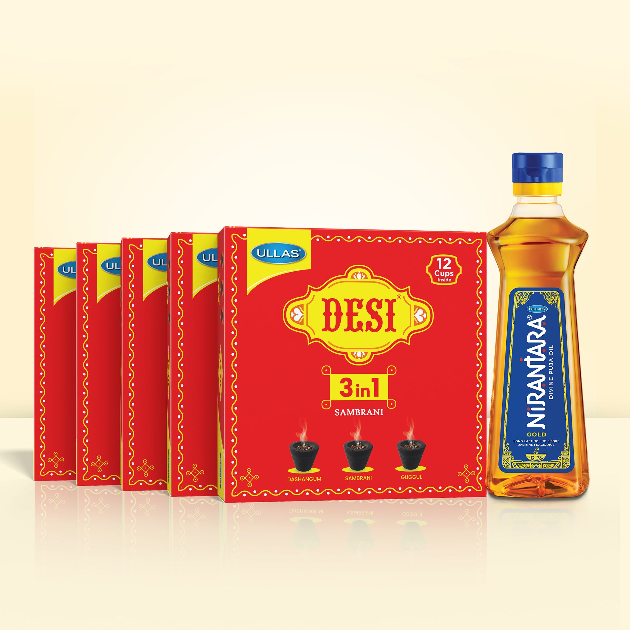 Desi 3 in 1 Sambrani Flat Box Pack of 5 & ...