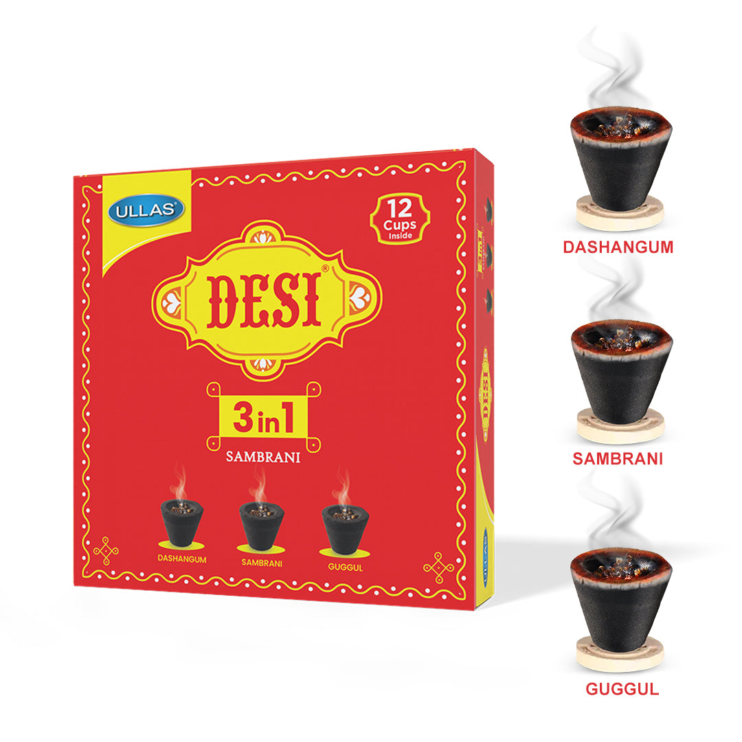 Desi 3 in 1 Sambrani Flat Box (12 Cups)