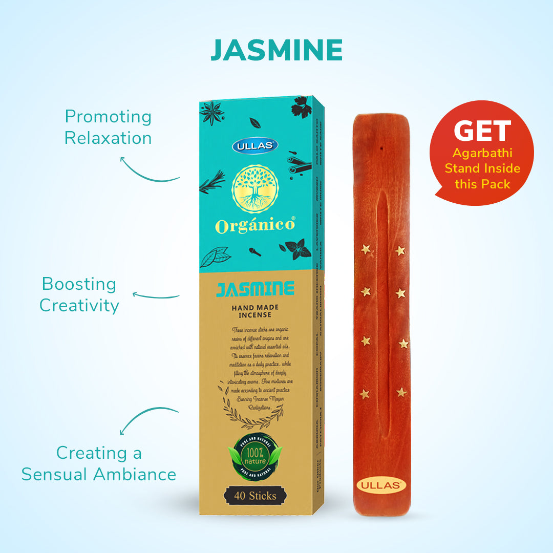 Ullas Organico Jasmine Agarbathi - Incense Sticks with Floral Fragrance (40 sticks)