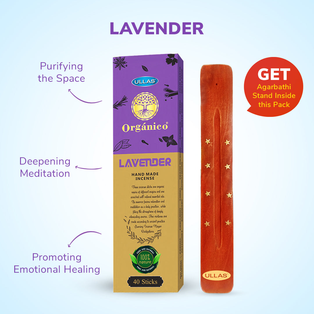 Ullas Organico Lavender Agarbathi - Incense Sticks with Floral Fragrance (40 sticks)