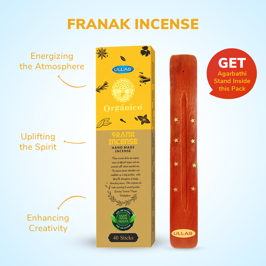 Ullas Organico Frankincense Agarbathi - Incense Sticks with Woody Fragrance (40 sticks)
