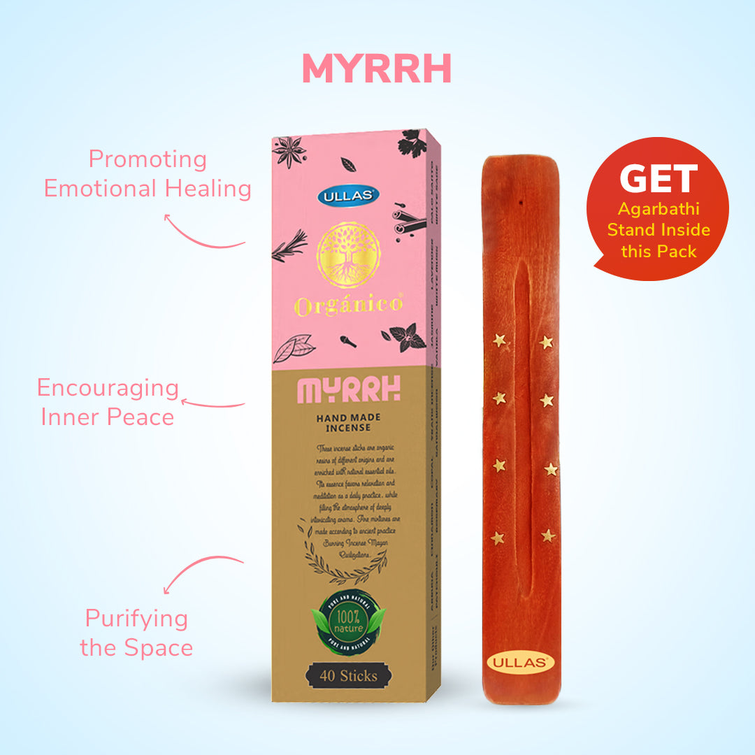 Ullas Organico Myrrh Agarbathi - Incense Sticks with Floral Fragrance (40 sticks)