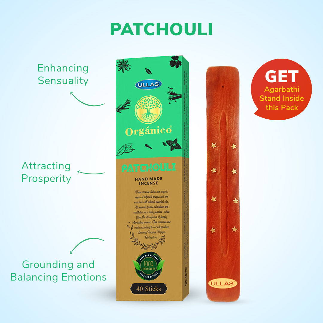Ullas Organico Patchouli Agarbathi - Incense Sticks with Floral Fragrance (40 sticks)