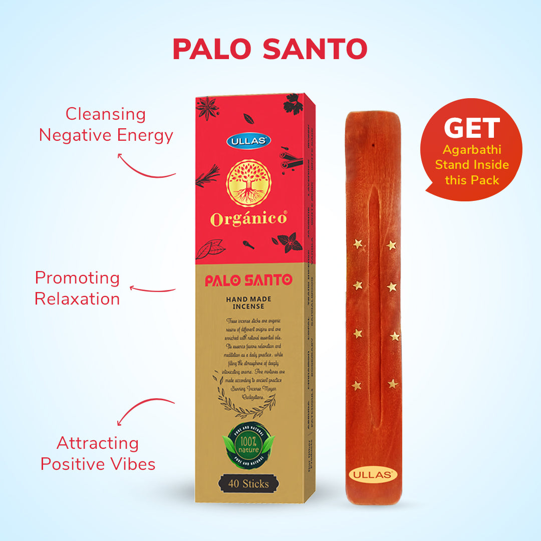 Ullas Organico Palo Santo Agarbathi - Incense Sticks with Woody Fragrance (40 sticks)