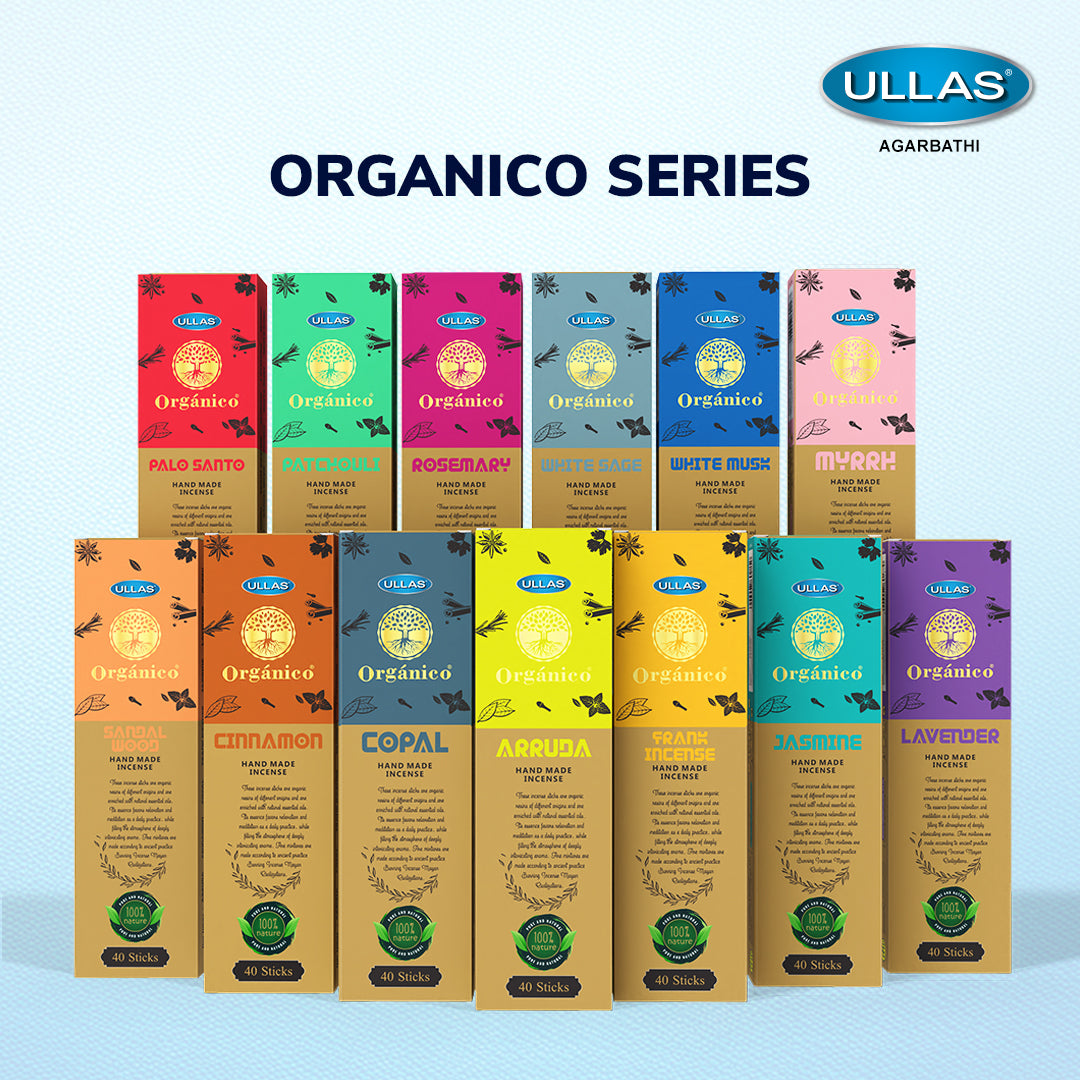 Ullas Organico Myrrh Agarbathi - Incense Sticks with Floral Fragrance (40 sticks)