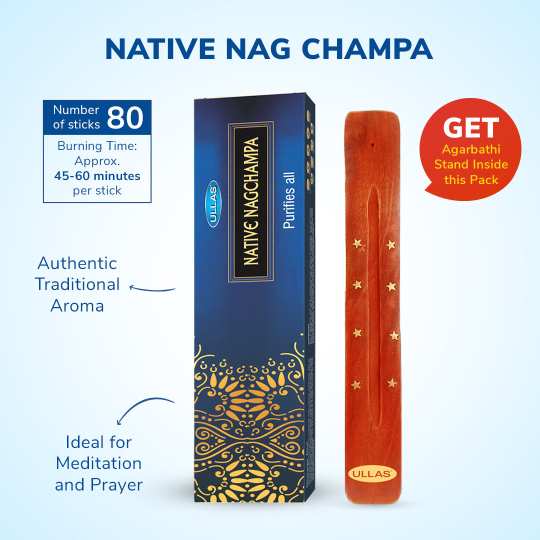 Ullas Native Nagachampa - Incense Sticks with Earthy Fragrance (80 Sticks)