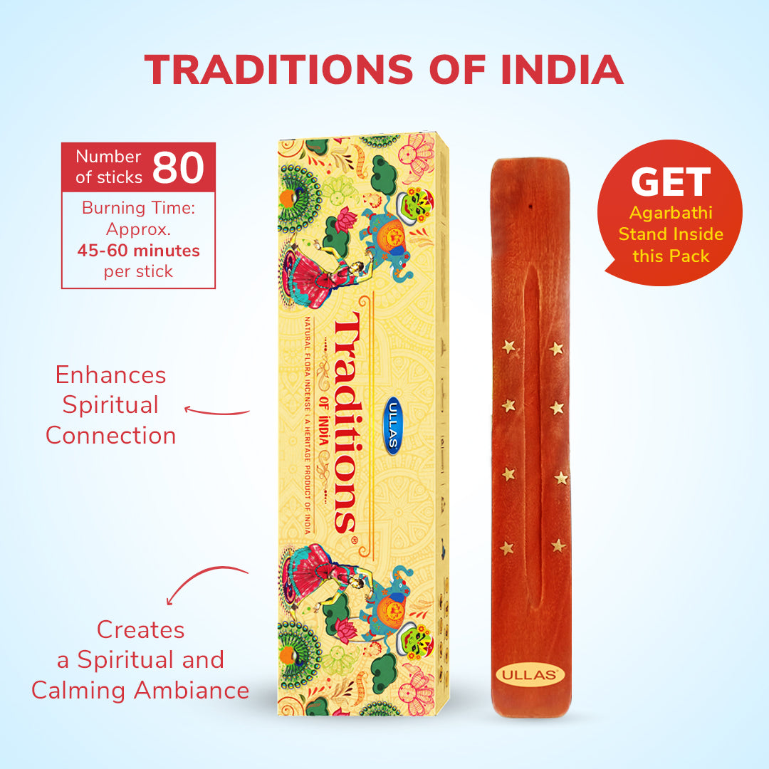 Ullas Tradition of India Agarbathi - Incense Sticks with Natural Fragrance (100g)