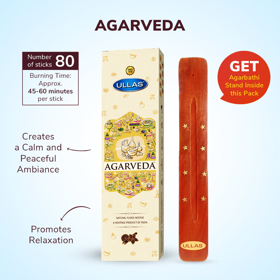 Ullas Agarveda Agarbathi - Incense Sticks with Woody Fragrance (100g)