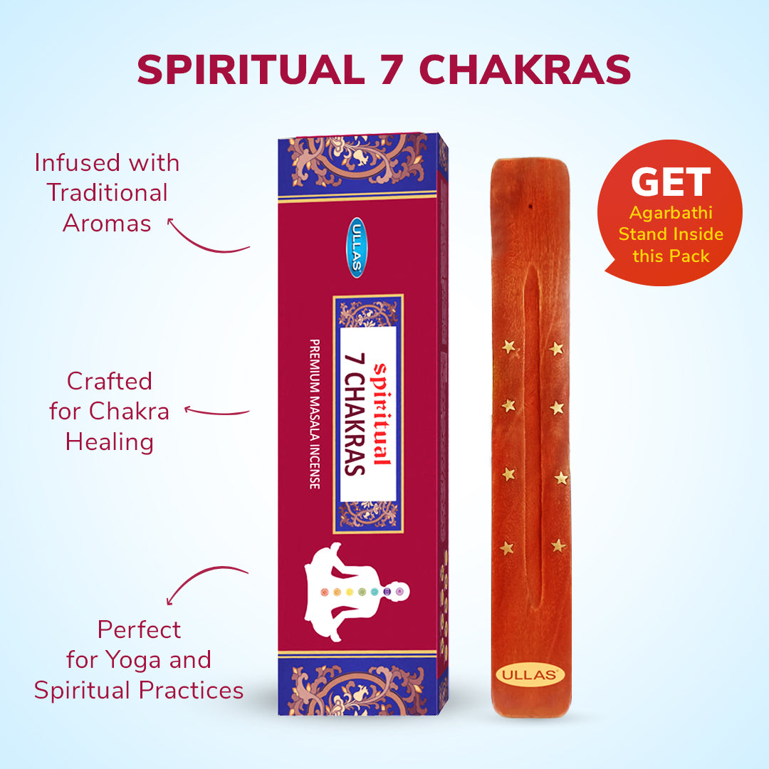 Ullas Spiritual 7 Chakras Agarbathi - Incense Sticks with Earthy Fragrance (80 Sticks)