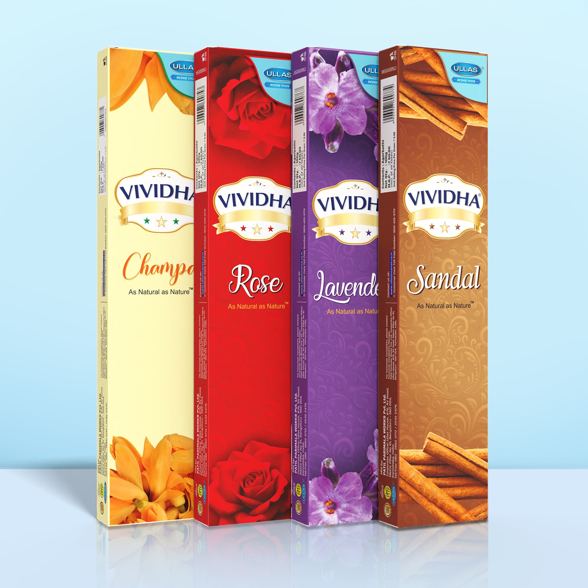 Vividha  Pack of 4 - Champa, Rose, Lavende...