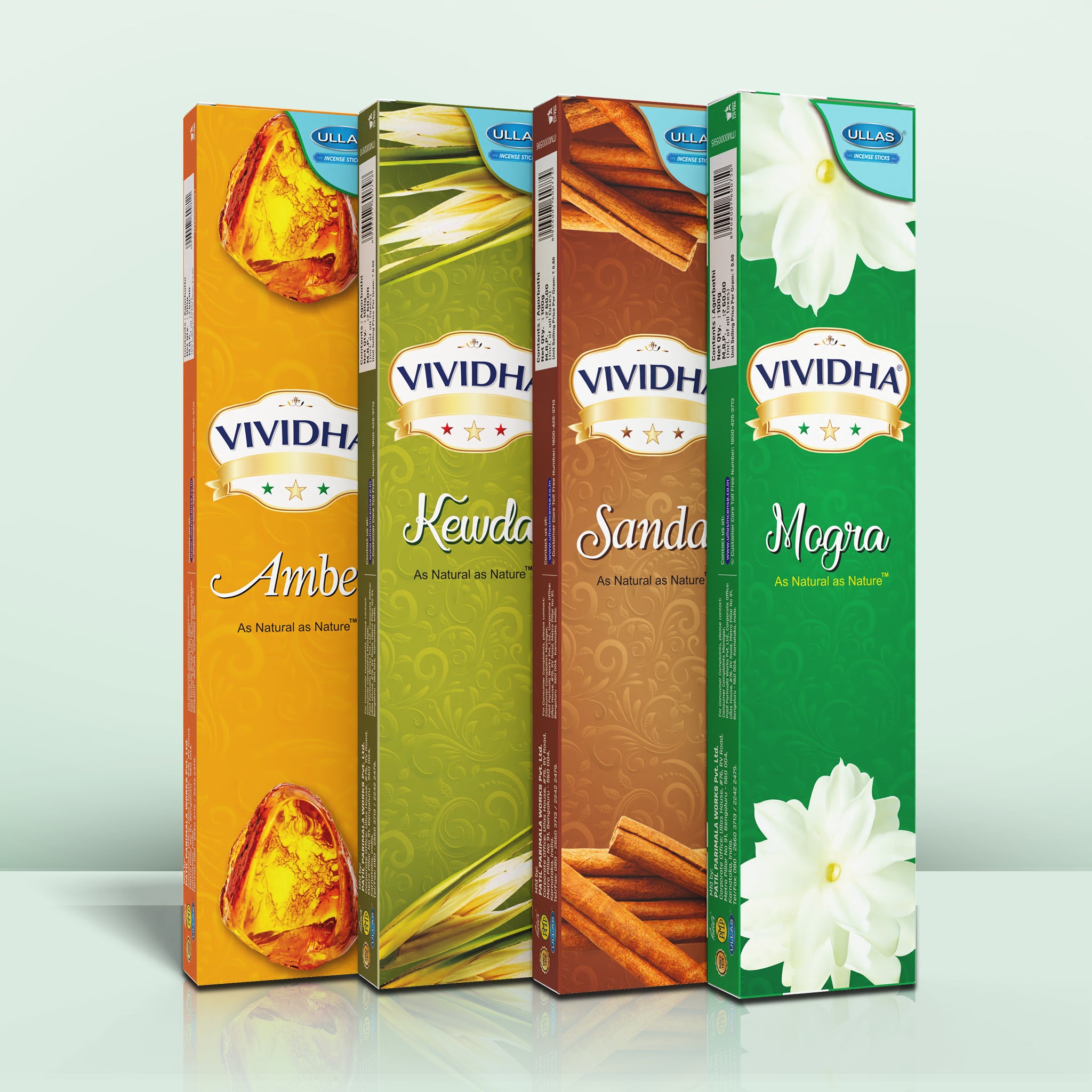 Vividha Pack of 4 - Amber, Kewda, Sandal a...